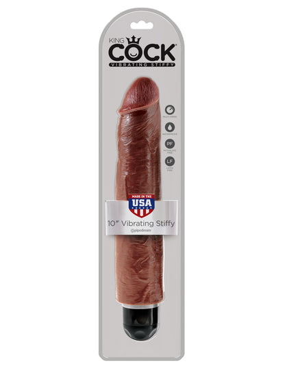 King Cock 10 Inch Vibrating Stiffy Brown | 603912744972 | Available at EroticWarehouse.com