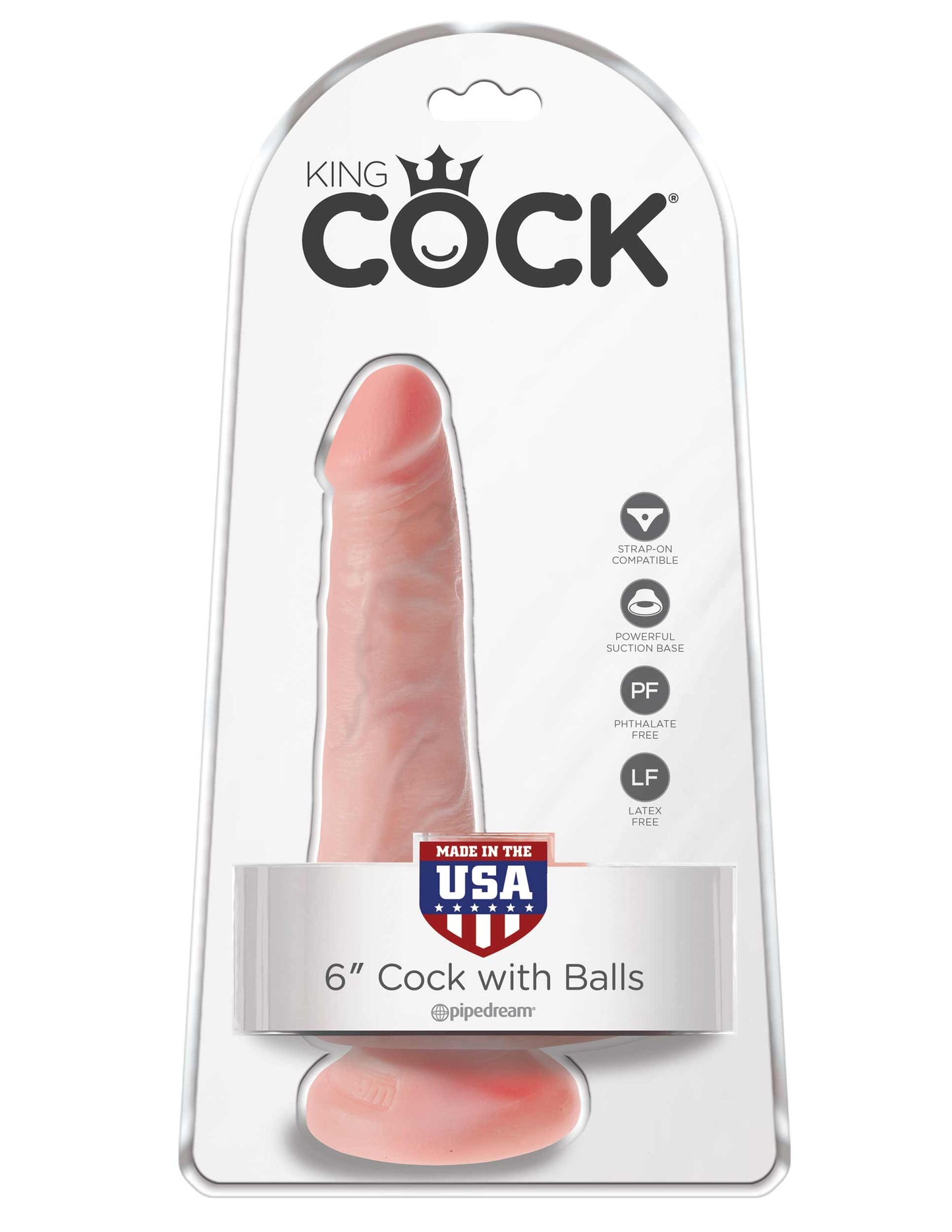 King Cock 6 Inch Cock With Balls - Light by Pipedream 603912746525 available at EroticWarehouse.com