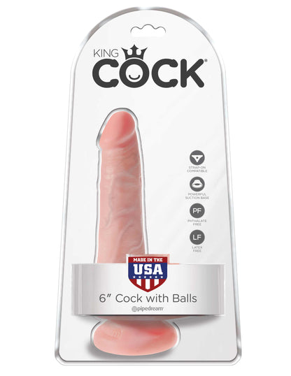 King Cock 6 Inch Cock With Balls - Light by Pipedream 603912746525 available at EroticWarehouse.com