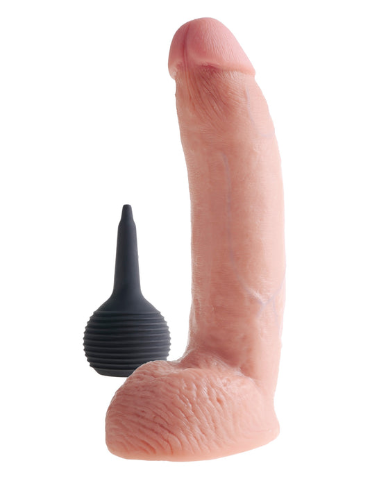 King Cock 9 Inch Squirting Cock With Balls - Flesh | 603912355550 | Available at EroticWarehouse.com