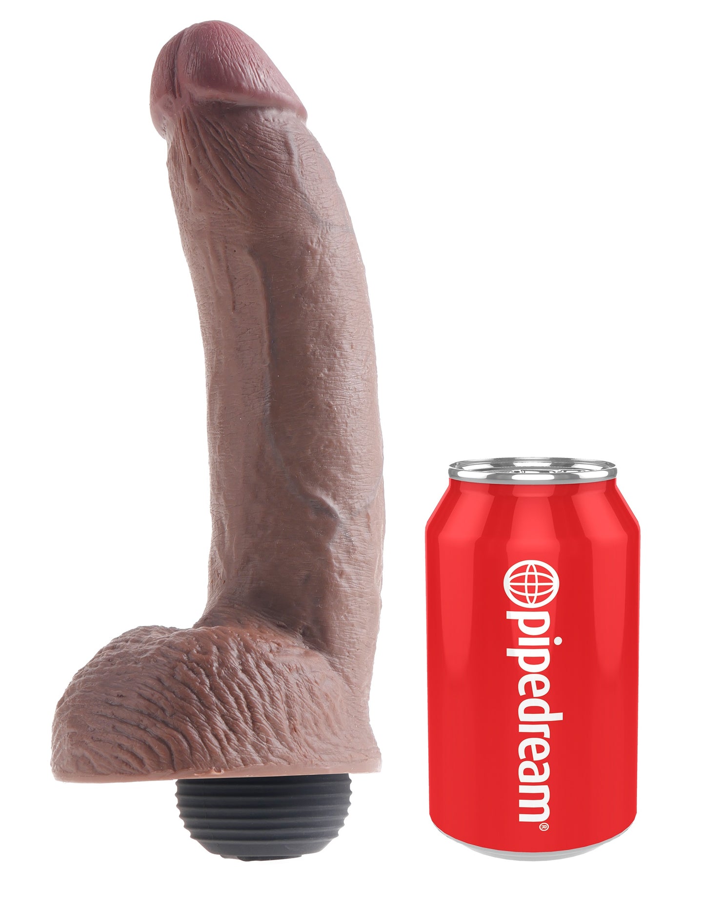 King Cock 9 Inch Squirting Cock With Balls - Brown | 603912355567 | Available at EroticWarehouse.com