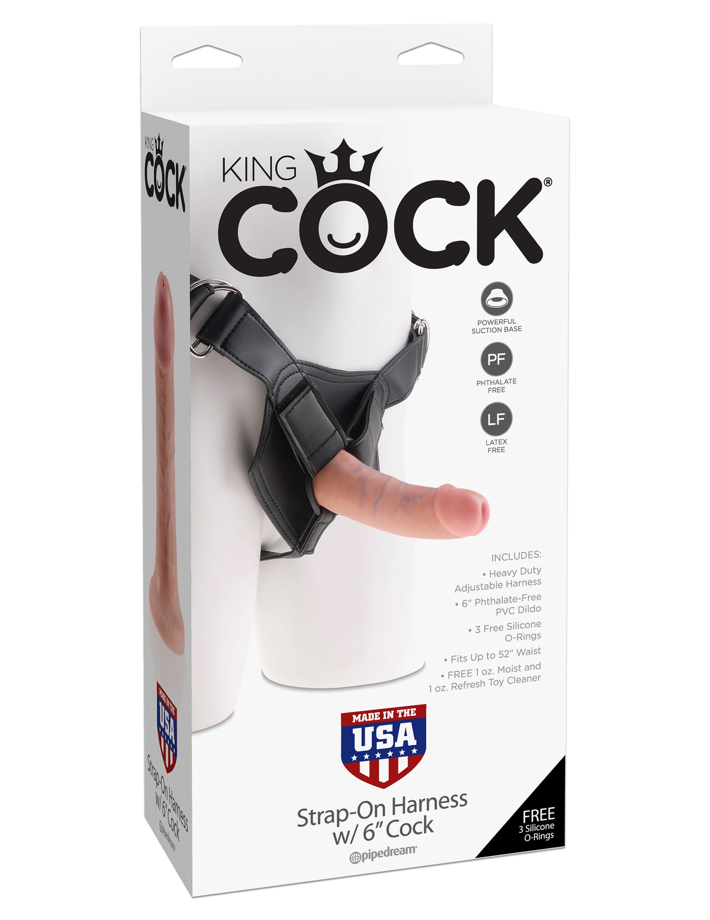King Cock Strap on Harness With 6 Inch Cock - Light | 603912361254 | Available at EroticWarehouse.com