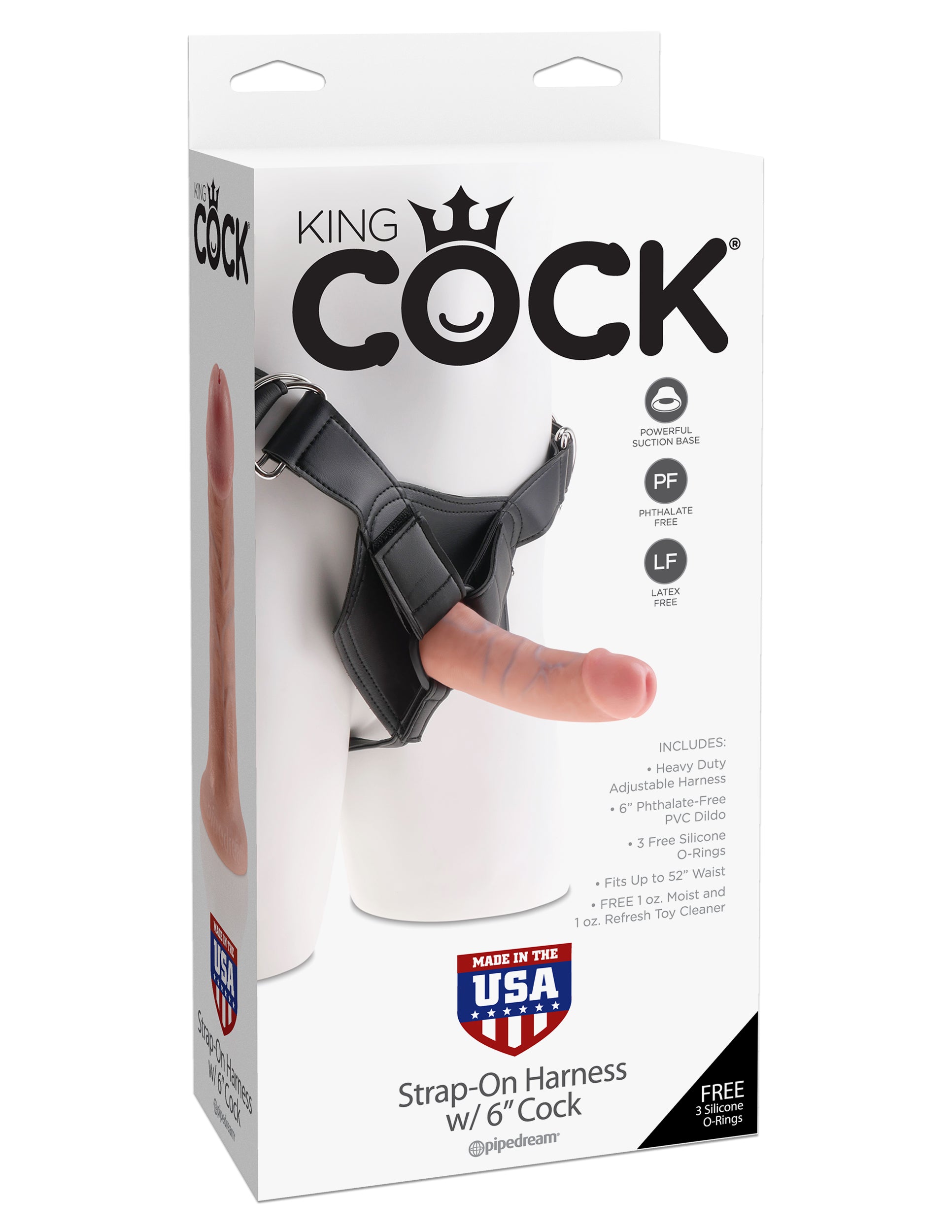 King Cock Strap on Harness With 6 Inch Cock - Light | 603912361254 | Available at EroticWarehouse.com