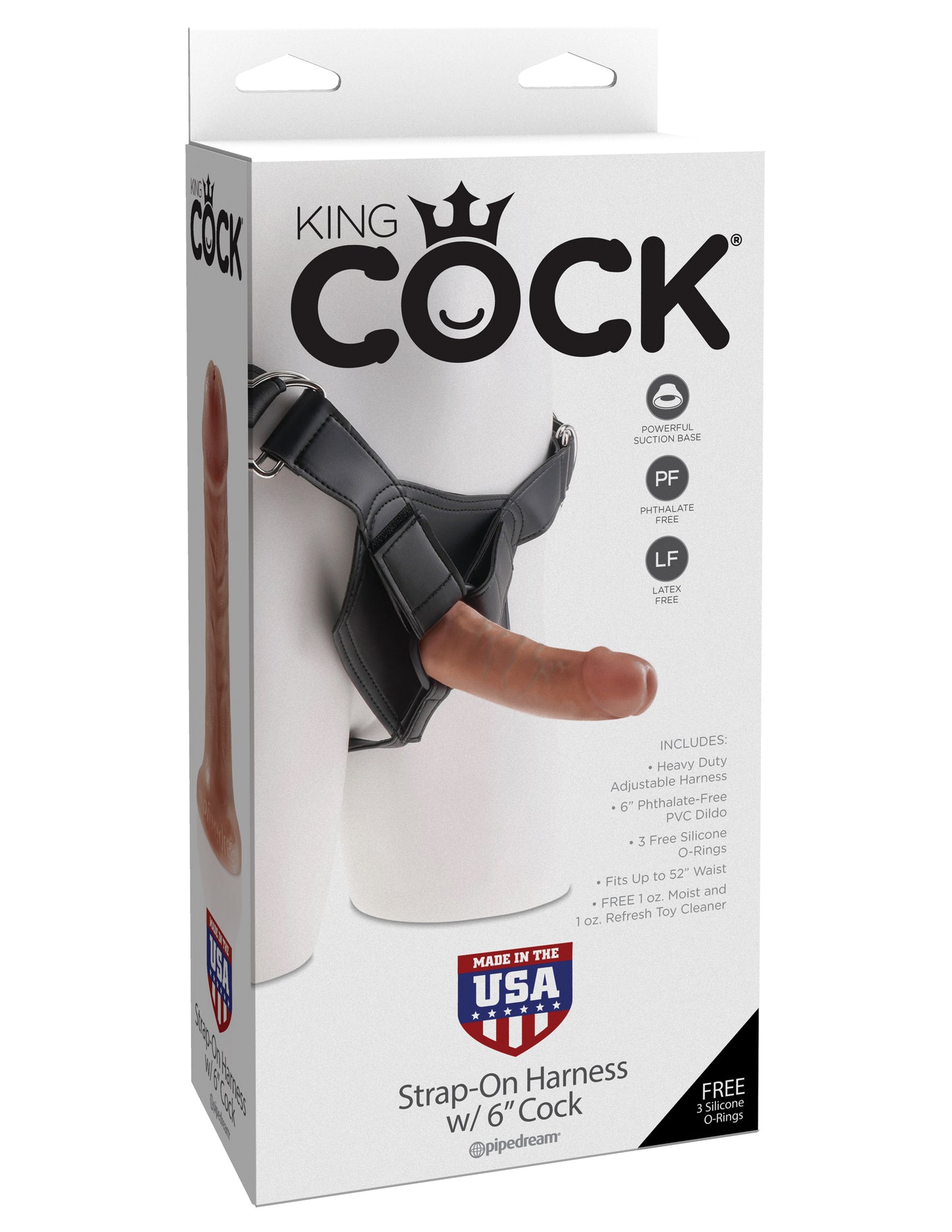 King Cock Strap on Harness With 6 Inch Cock - Tan | 603912753370 | Available at EroticWarehouse.com