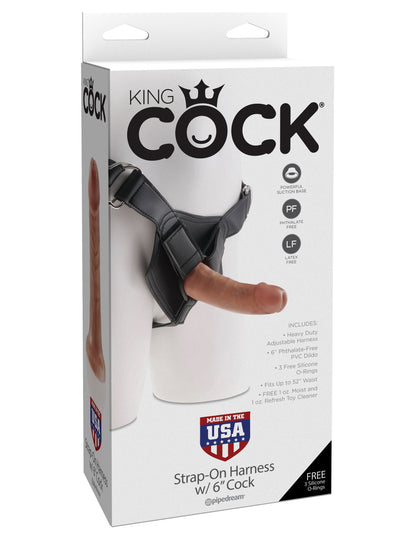 King Cock Strap on Harness With 6 Inch Cock - Tan | 603912753370 | Available at EroticWarehouse.com
