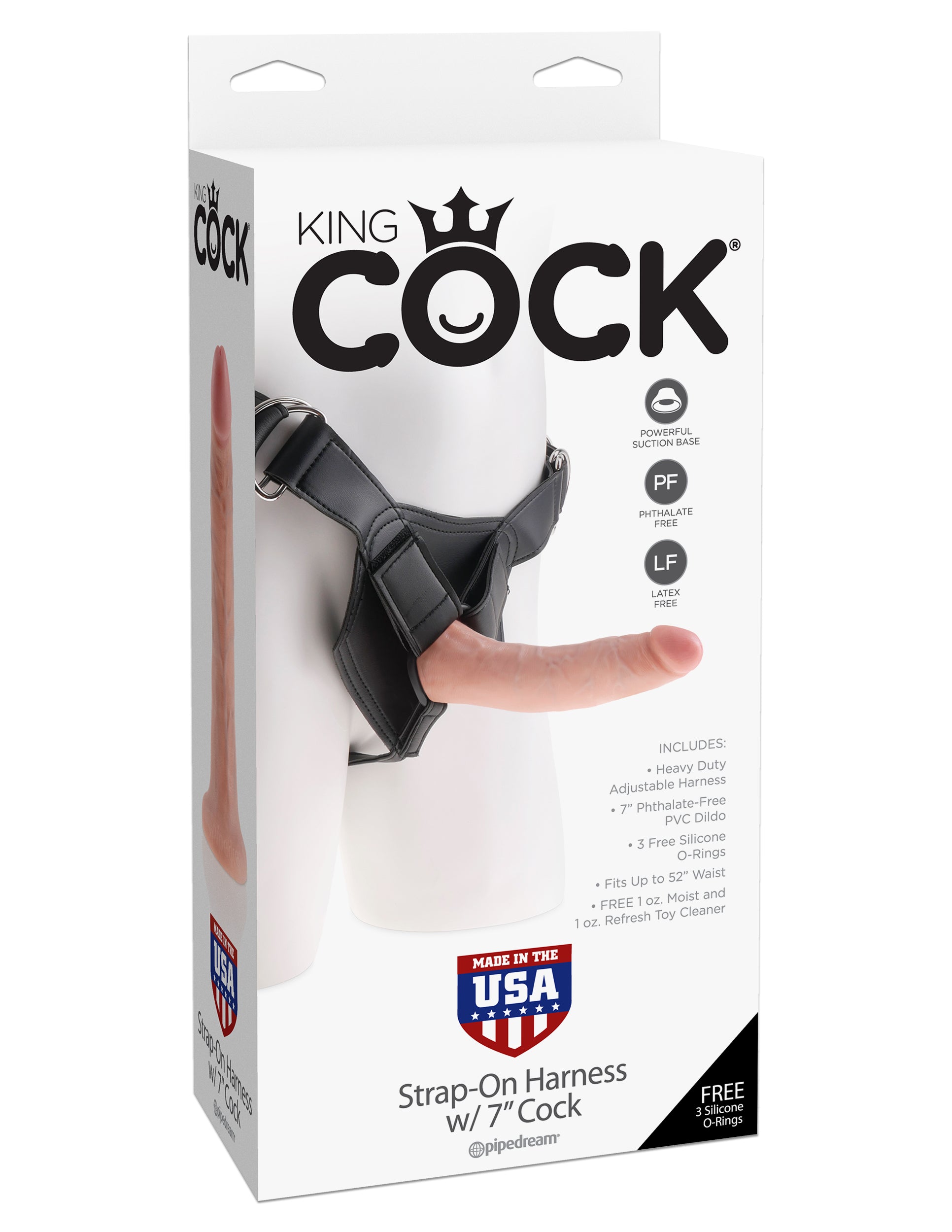 King Cock Strap on Harness With 7 Inch Cock - Flesh | 603912361261 | Available at EroticWarehouse.com