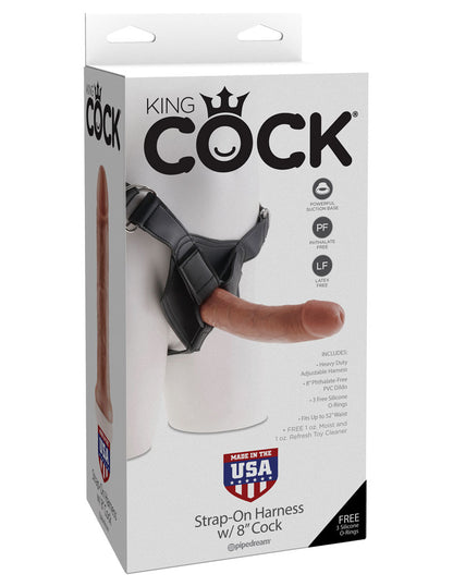 King Cock Strap-on Harness with 8 Inch Cock - Tan | 603912753394 | Available at EroticWarehouse.com