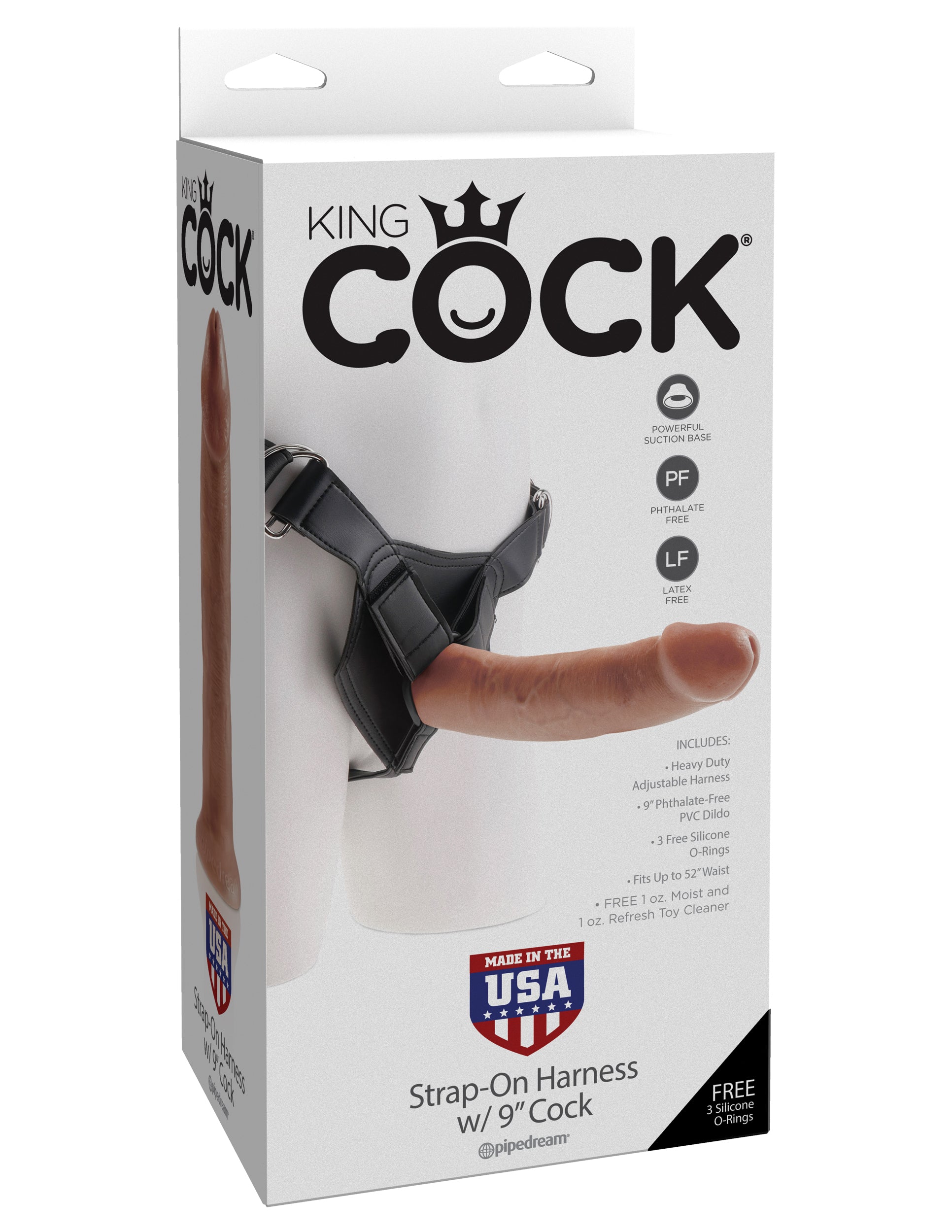 King Cock Strap-on Harness with 9 Inch Cock - Tan | 603912753400 | Available at EroticWarehouse.com