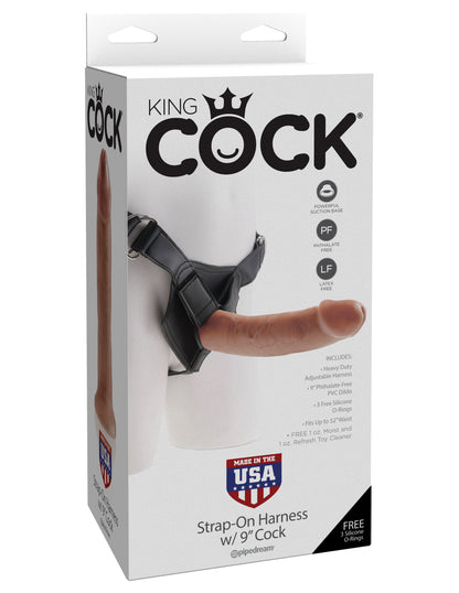 King Cock Strap-on Harness with 9 Inch Cock - Tan | 603912753400 | Available at EroticWarehouse.com