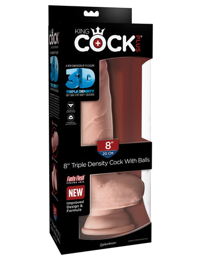 King Cock Plus Triple Density 8 Inch Cock With Balls - Flesh | 603912762525 | Available at EroticWarehouse.com