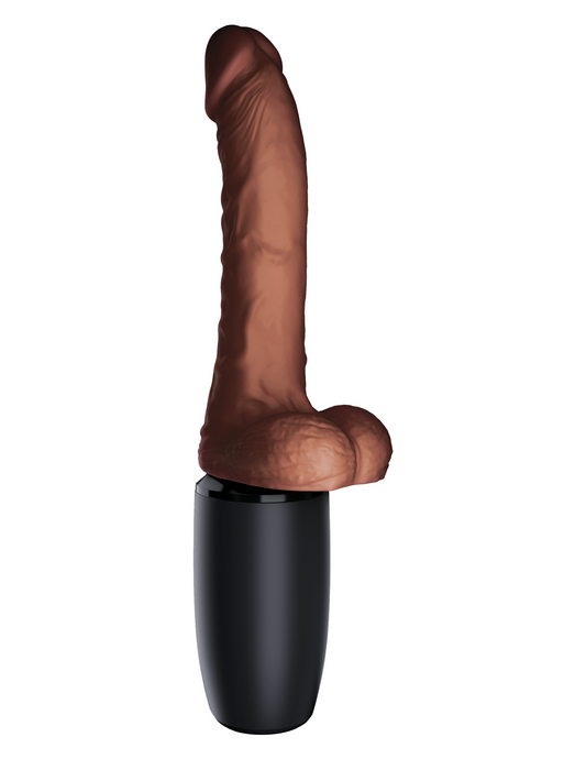 7.5 Inch Thrusting Cock With Balls - Brown | 603912770537 | Available at EroticWarehouse.com