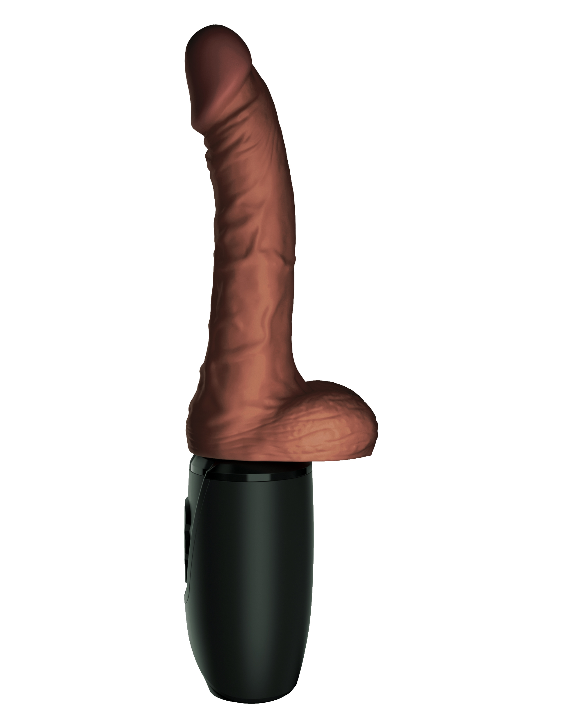 7.5 Inch Thrusting Cock With Balls - Brown | 603912770537 | Available at EroticWarehouse.com
