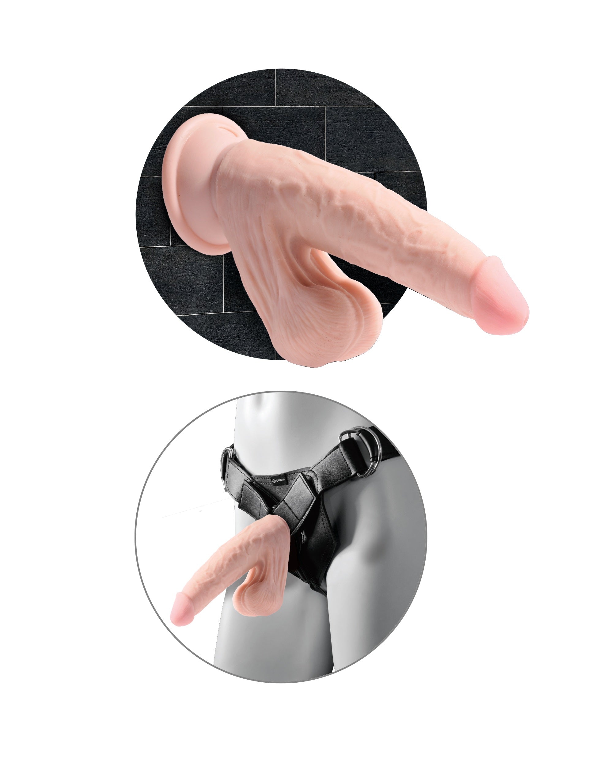 9 Inch Triple Density Cock With Swinging Balls - Light | 603912766318 | Available at EroticWarehouse.com