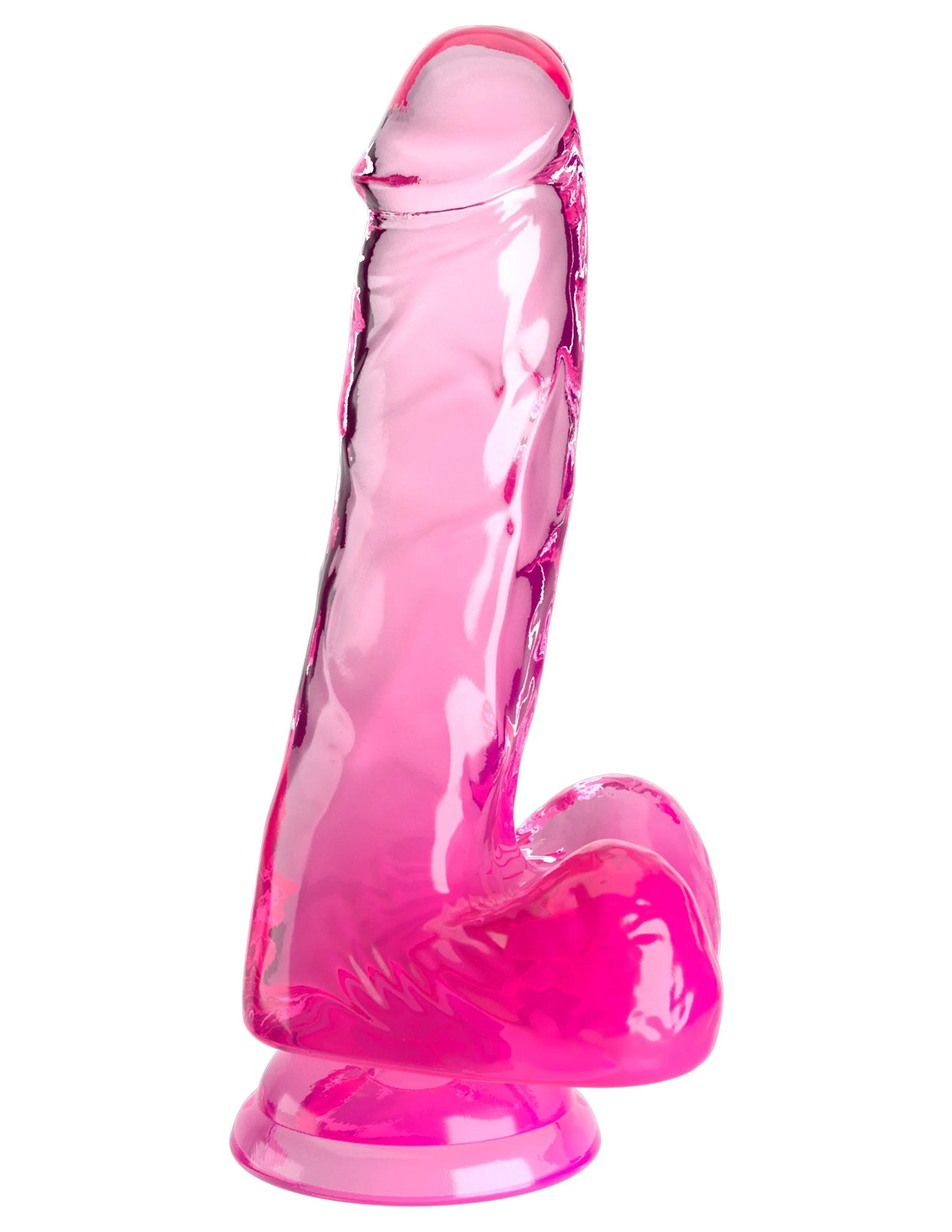 King Cock Clear 6 Inch With Balls - Pink | 603912774955 | Available at EroticWarehouse.com