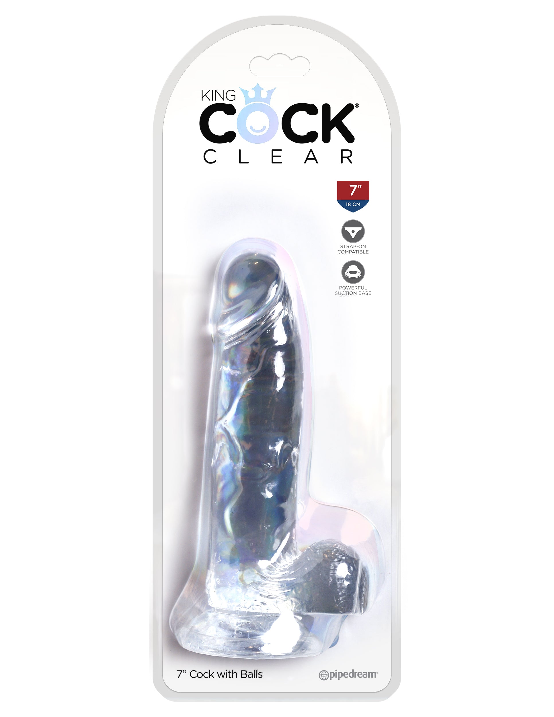King Cock Clear 7 Inch Cock With Balls | 603912758849 | Available at EroticWarehouse.com