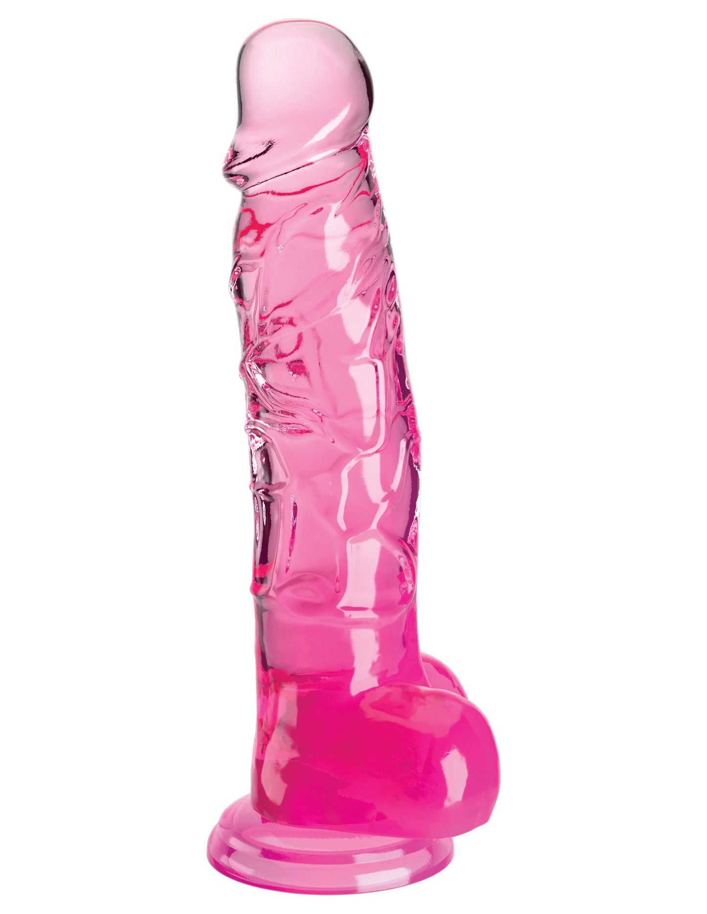 King Cock Clear 8 Inch With Balls - Pink | 603912774993 | Available at EroticWarehouse.com