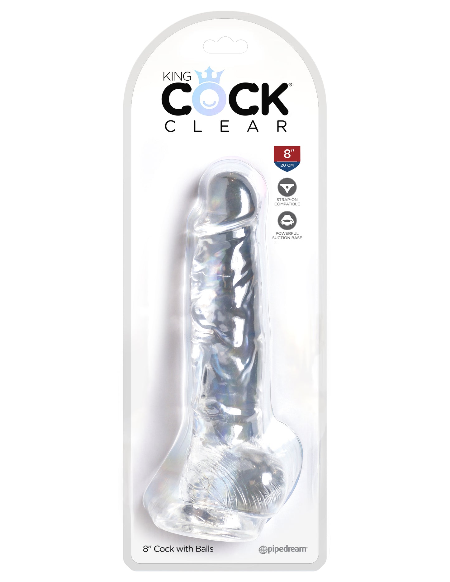 King Cock Clear 8 Inch Cock With Balls | 603912758863 | Available at EroticWarehouse.com
