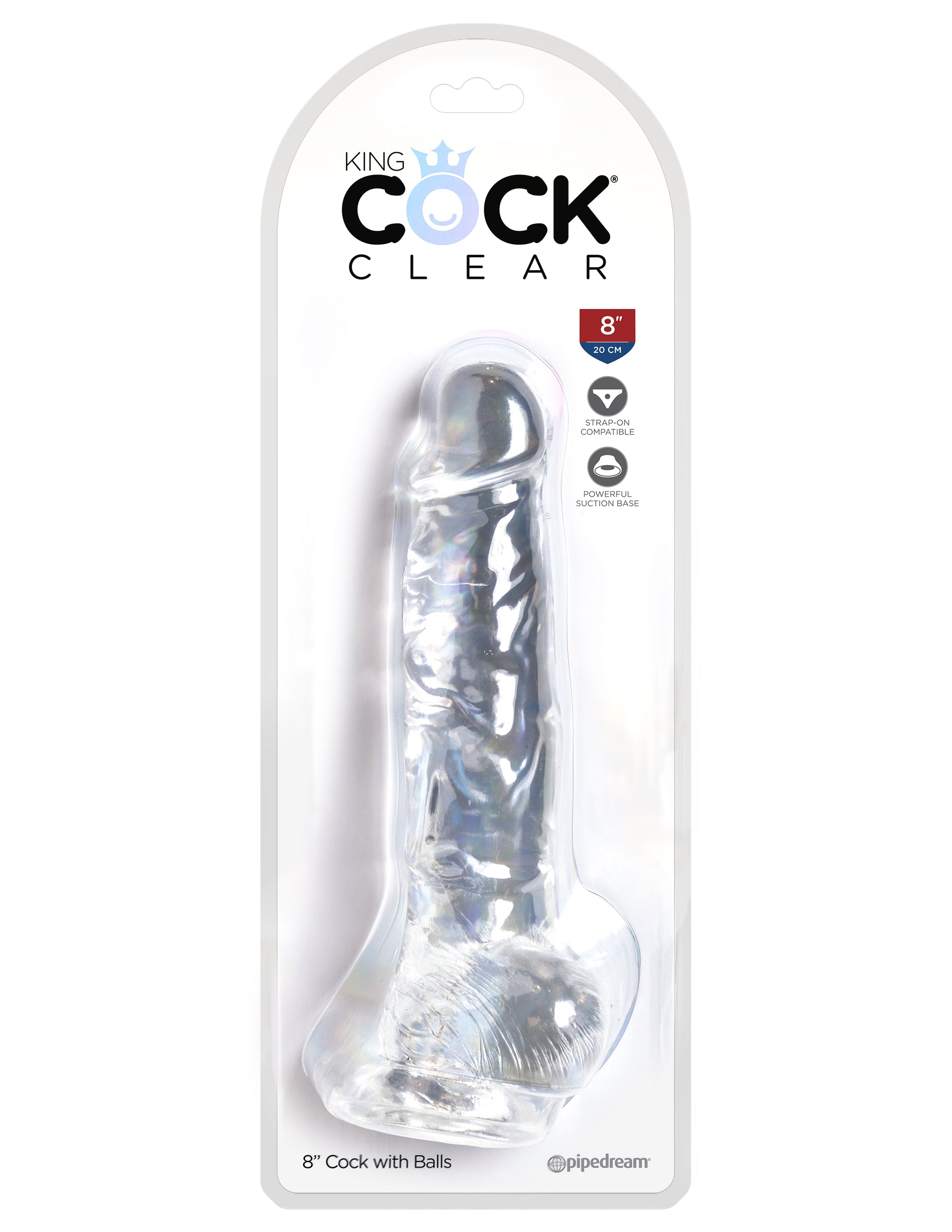 King Cock Clear 8 Inch Cock With Balls | 603912758863 | Available at EroticWarehouse.com