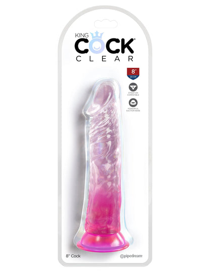 King Cock Clear 8 Inch - Pink | 603912775013 | Available at EroticWarehouse.com