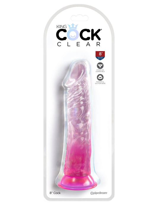 King Cock Clear 8 Inch - Pink | 603912775013 | Available at EroticWarehouse.com