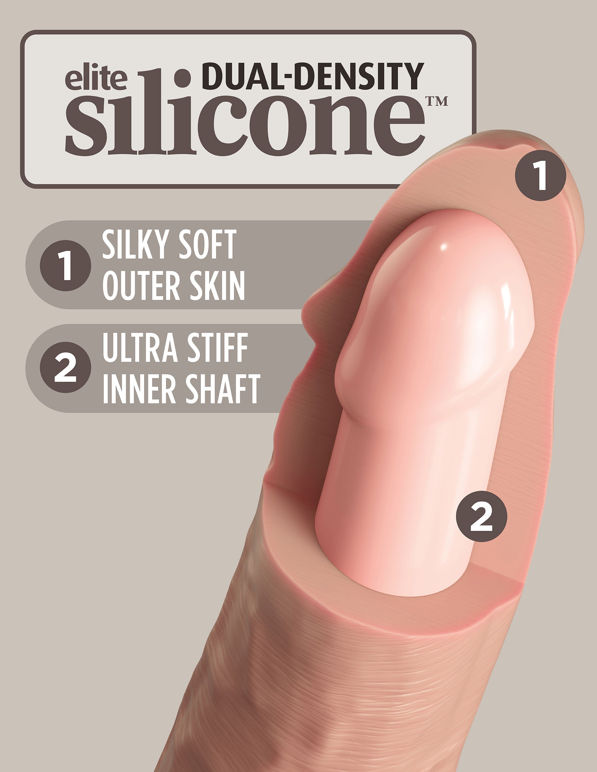 King Cock Elite 6 Inch Silicone Dual Density Cock - Light | 603912769265 | Available at EroticWarehouse.com