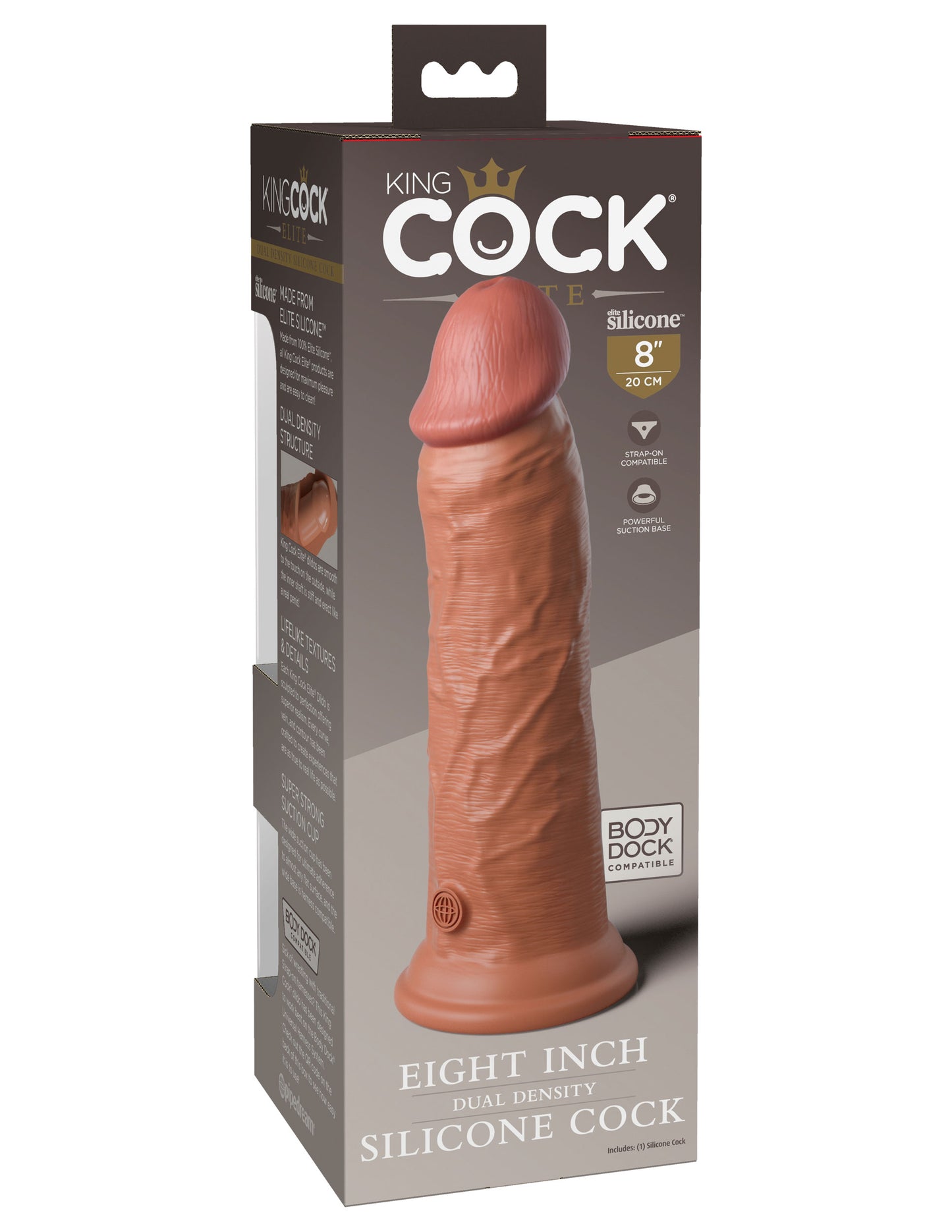 King Cock Elite 8 Inch Silicone Dual Density Cock - Tan | 603912769326 | Available at EroticWarehouse.com