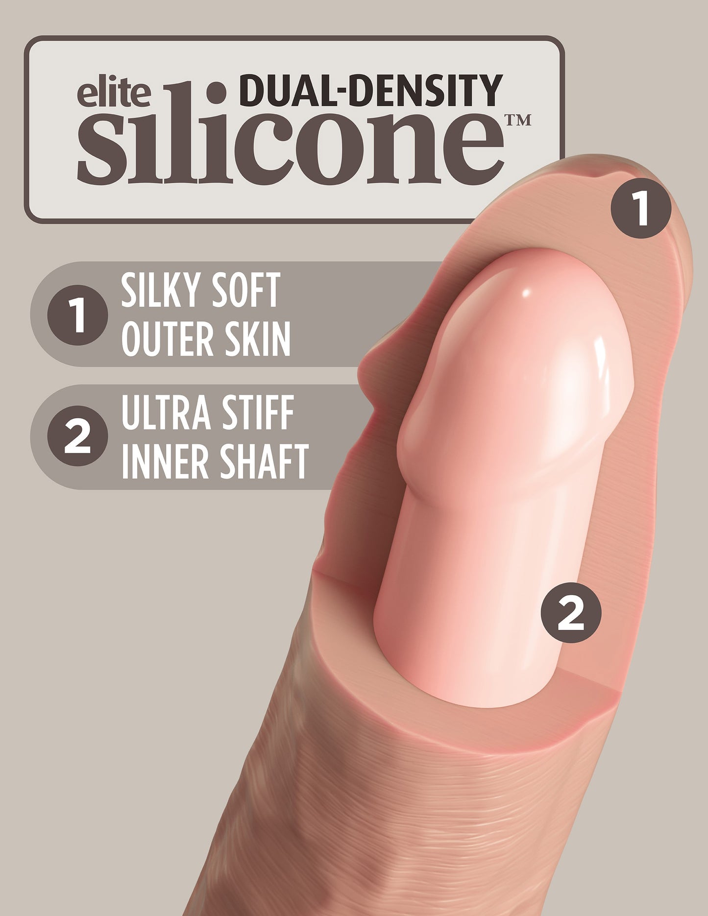 King Cock Elite 9 Inch Silicone Dual Density Cock - Light | 603912769340 | Available at EroticWarehouse.com