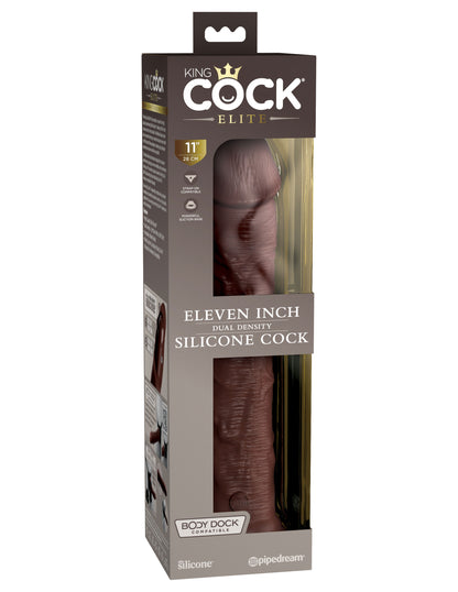 King Cock Elite 11 Inch Silicone Dual Density Cock - Brown | 603912769371 | Available at EroticWarehouse.com