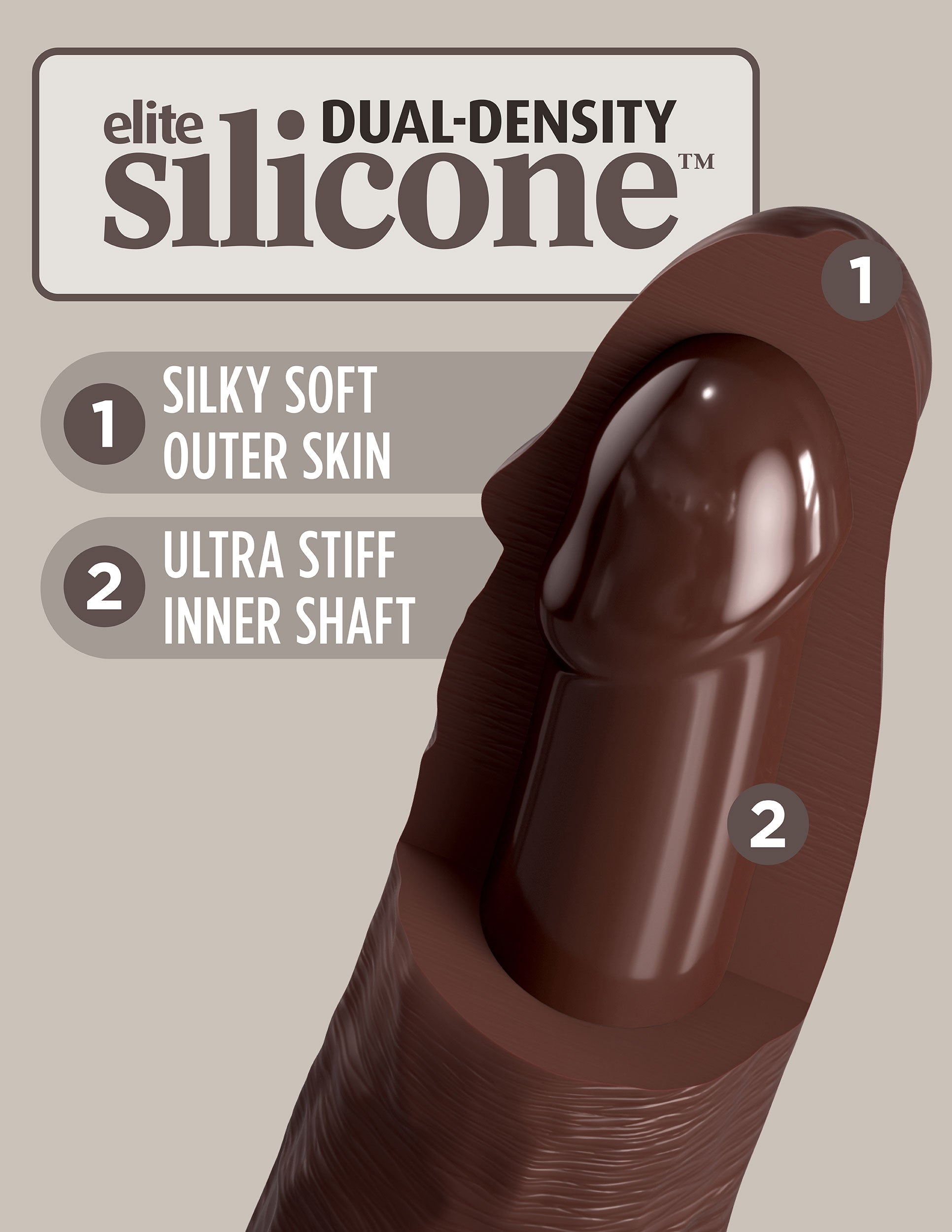 King Cock Elite 11 Inch Silicone Dual Density Cock - Brown | 603912769371 | Available at EroticWarehouse.com