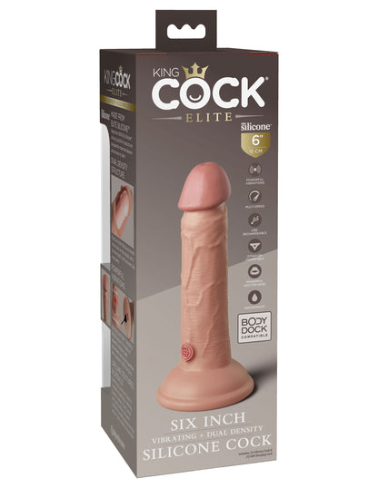 King Cock Elite 6 Inch Vibrating Silicone Dual Silicone Dual Density Cock - Light | 603912769388 | Available at EroticWarehouse.com