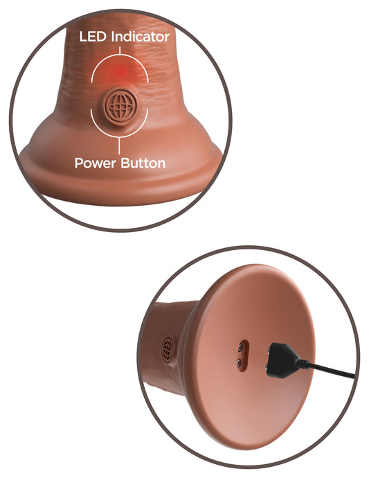 King Cock Elite 6 Inch Vibrating Silicone Dual Silicone Dual Density Cock - Tan by Pipedream 603912769395 available at EroticWarehouse.com