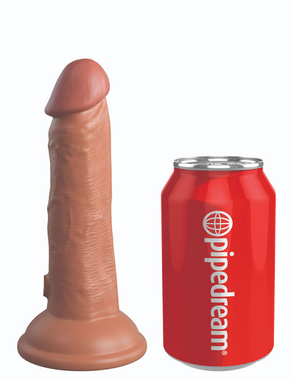 King Cock Elite 6 Inch Vibrating Silicone Dual Silicone Dual Density Cock - Tan | 603912769395 | Available at EroticWarehouse.com