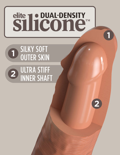 King Cock Elite 6 Inch Vibrating Silicone Dual Silicone Dual Density Cock - Tan | 603912769395 | Available at EroticWarehouse.com