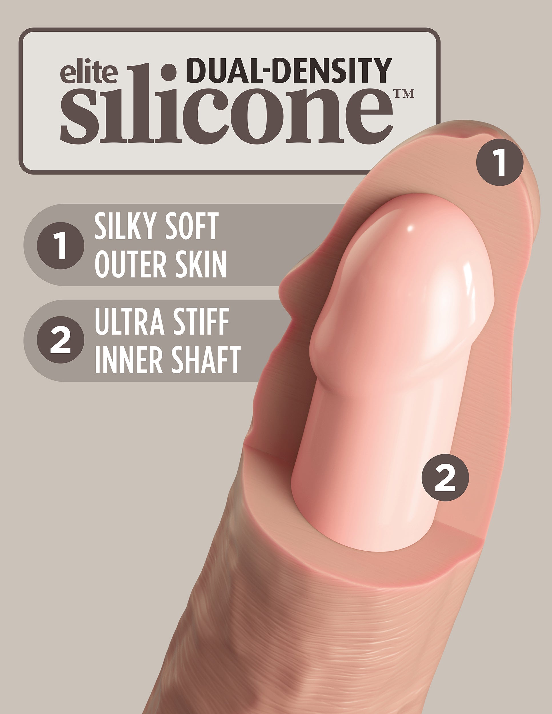 King Cock Elite 9 Inch Vibrating Silicone Dual Density Cock With Remote - Light | 603912769449 | Available at EroticWarehouse.com