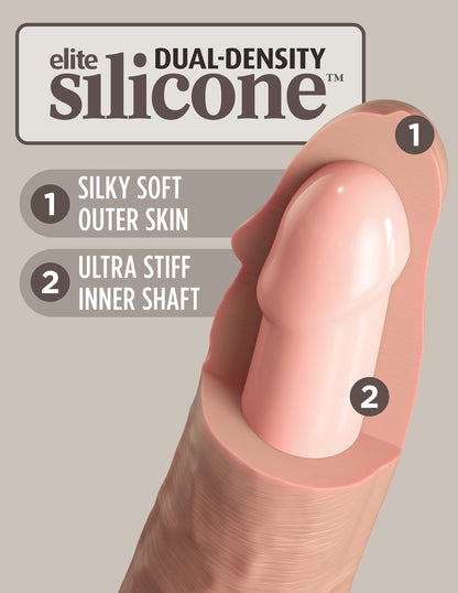 King Cock Elite 9 Inch Vibrating Silicone Dual Density Cock With Remote - Light | 603912769449 | Available at EroticWarehouse.com