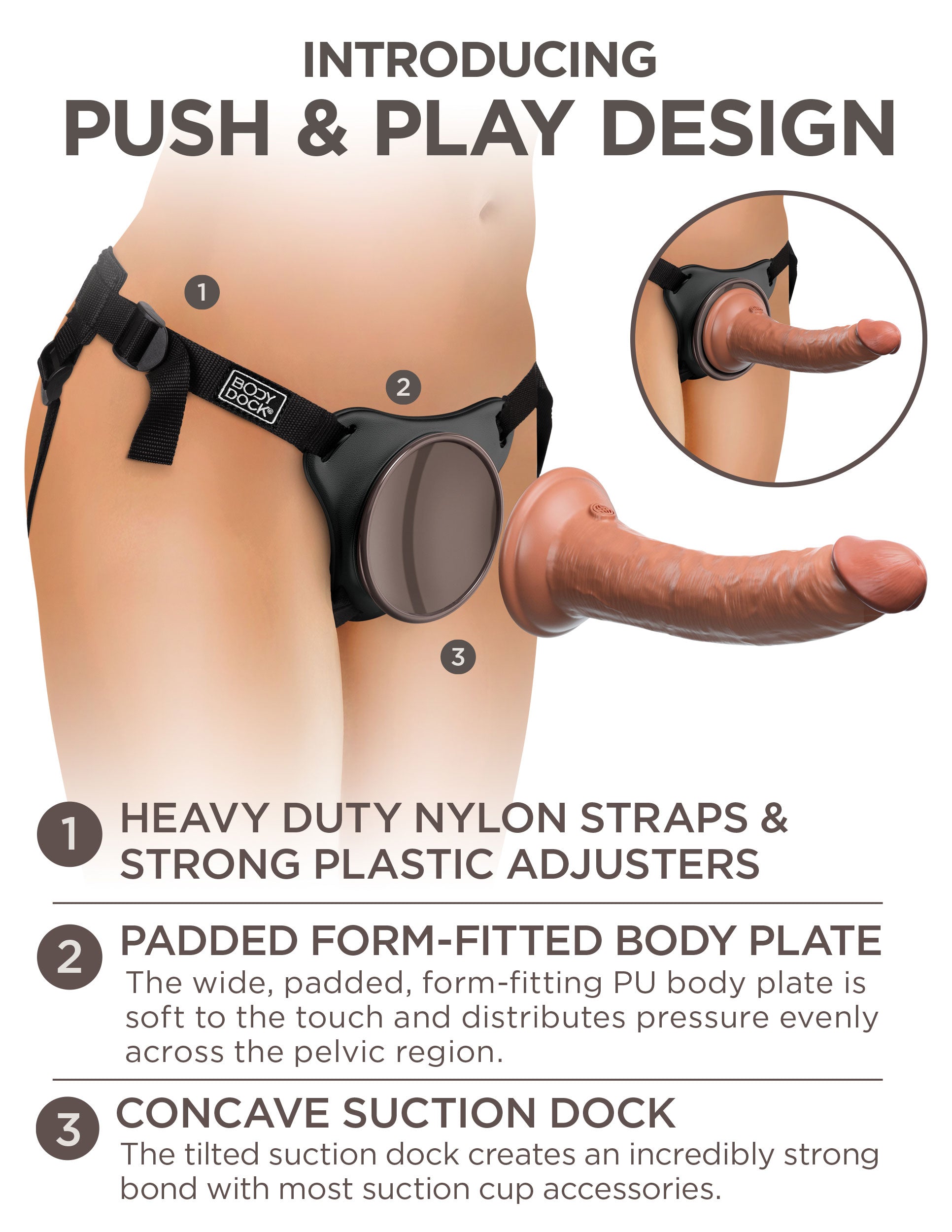 King Cock Elite Comfy Silicone Body Dock Kit - Harness and 7 Inch Dildo - Tan | 603912771251 | Available at EroticWarehouse.com