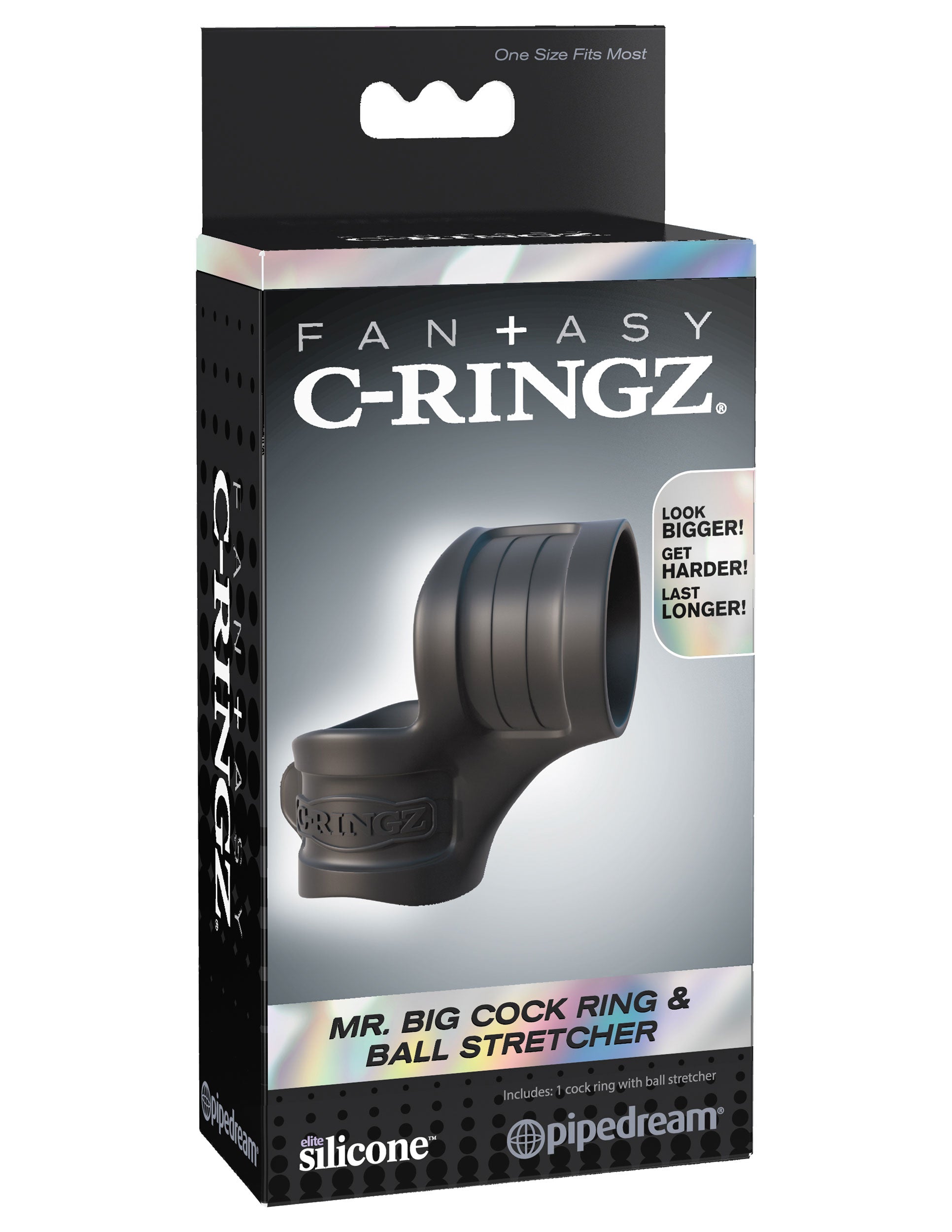 Fantasy C-Ring Mr Big Cock Ring and Ball Stretcher - Black | 603912358384 | Available at EroticWarehouse.com