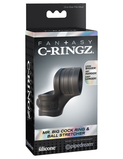 Fantasy C-Ring Mr Big Cock Ring and Ball Stretcher - Black | 603912358384 | Available at EroticWarehouse.com