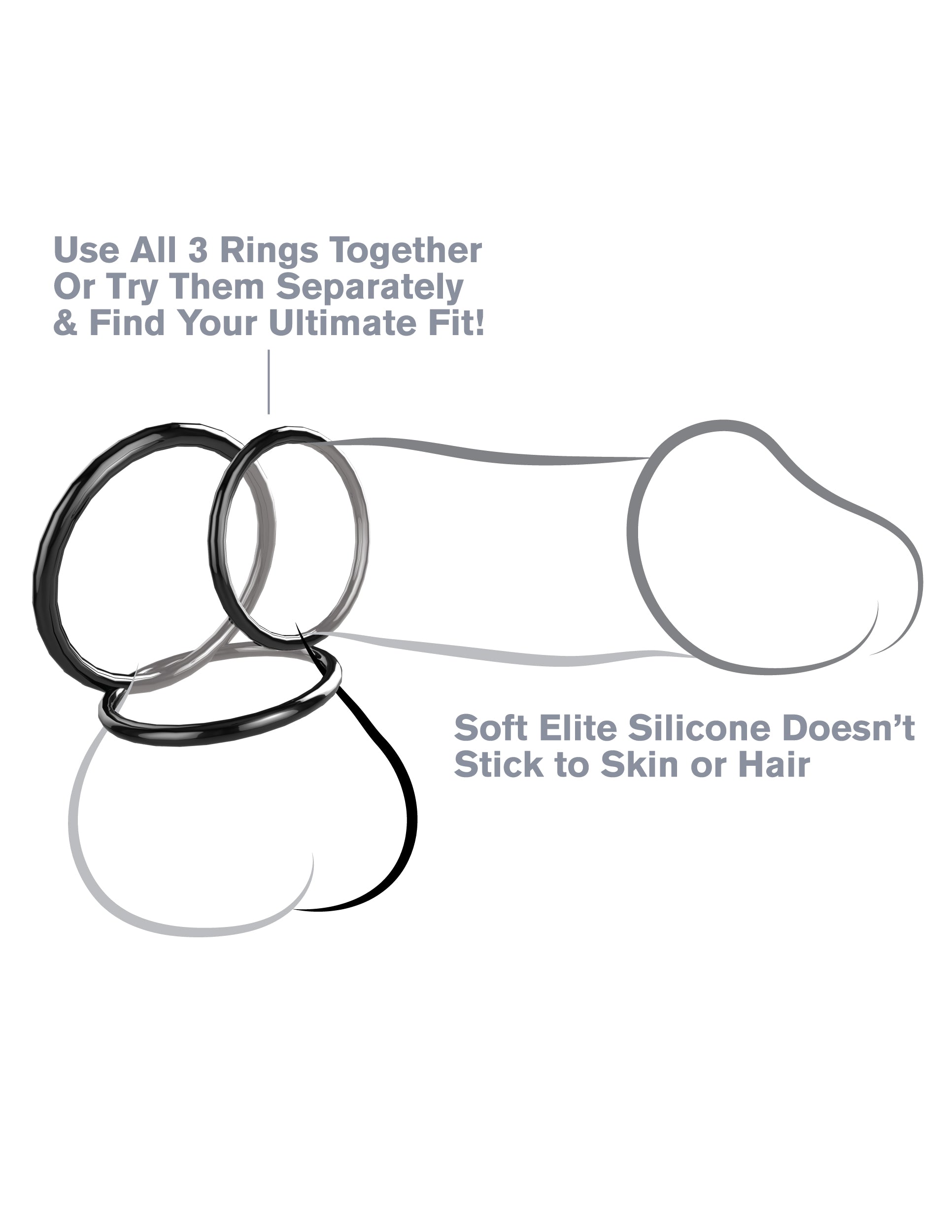 Fantasy C-Ringz Silicone Ring Stamina Set - Black | 603912358483 | Available at EroticWarehouse.com