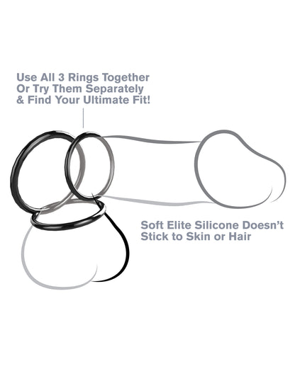 Fantasy C-Ringz Silicone Ring Stamina Set - Black | 603912358483 | Available at EroticWarehouse.com
