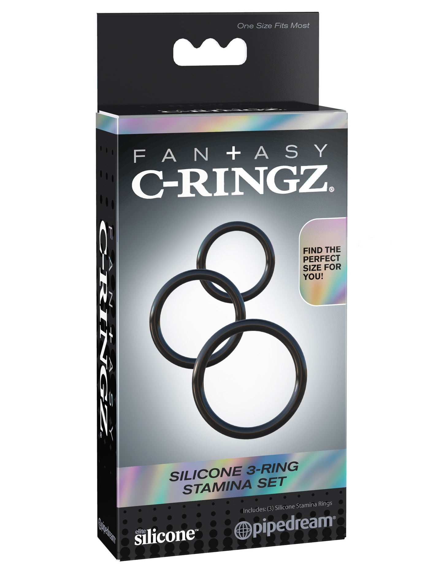 Fantasy C-Ringz Silicone Ring Stamina Set - Black | 603912358483 | Available at EroticWarehouse.com