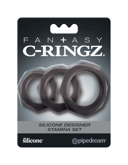 Fantasy C-Ringz Silicone Designer Stamina Set Black | 603912747898 | Available at EroticWarehouse.com
