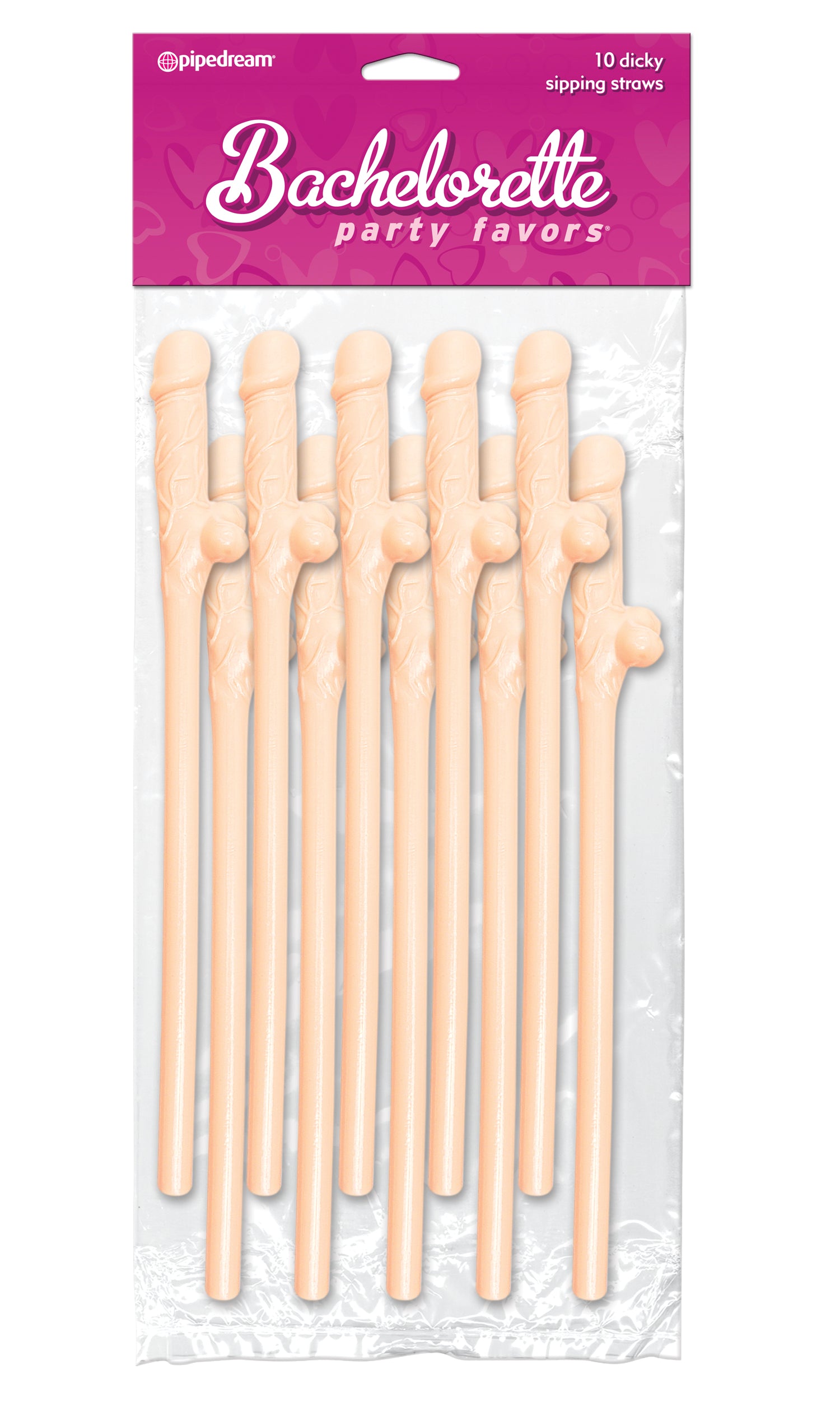 Bachelorette Party Favors - Dicky Sipping Straws - Light - 10 Piece | 603912116410 | Available at EroticWarehouse.com