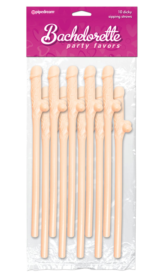 Bachelorette Party Favors - Dicky Sipping Straws - Light - 10 Piece | 603912116410 | Available at EroticWarehouse.com
