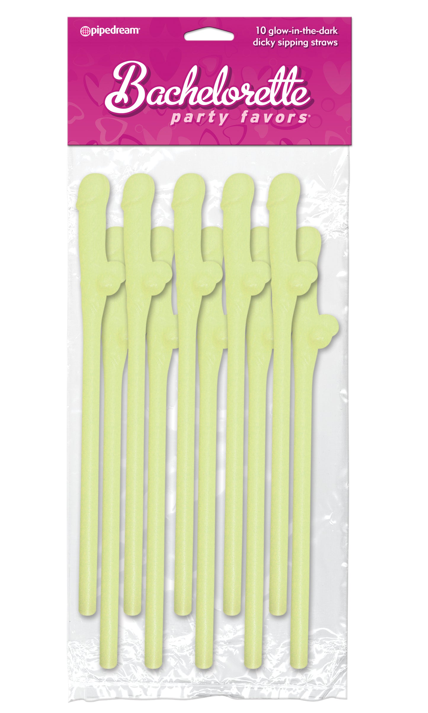 Bachelorette Party Favors - Dicky Sipping Straws - Glow-in-the-Dark - 10 Piece | 603912116427 | Available at EroticWarehouse.com