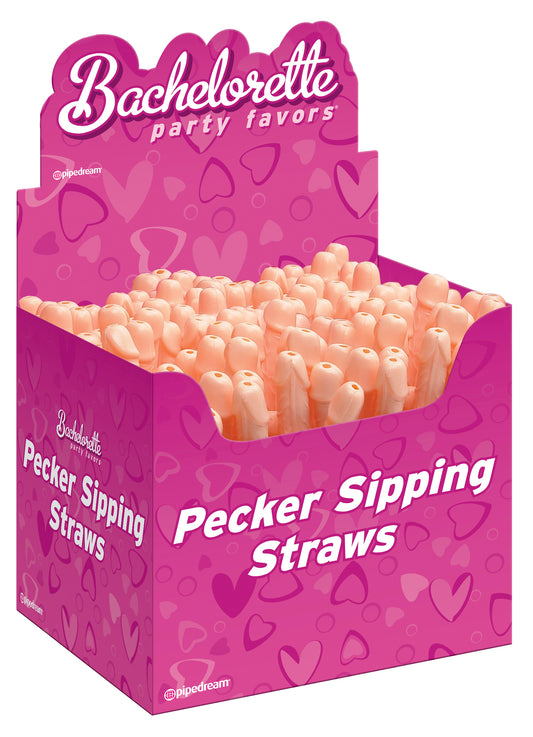 Bachelorette Party Favors - Pecker Sipping Straws - 144 Piece Display - Light | 603912116700 | Available at EroticWarehouse.com