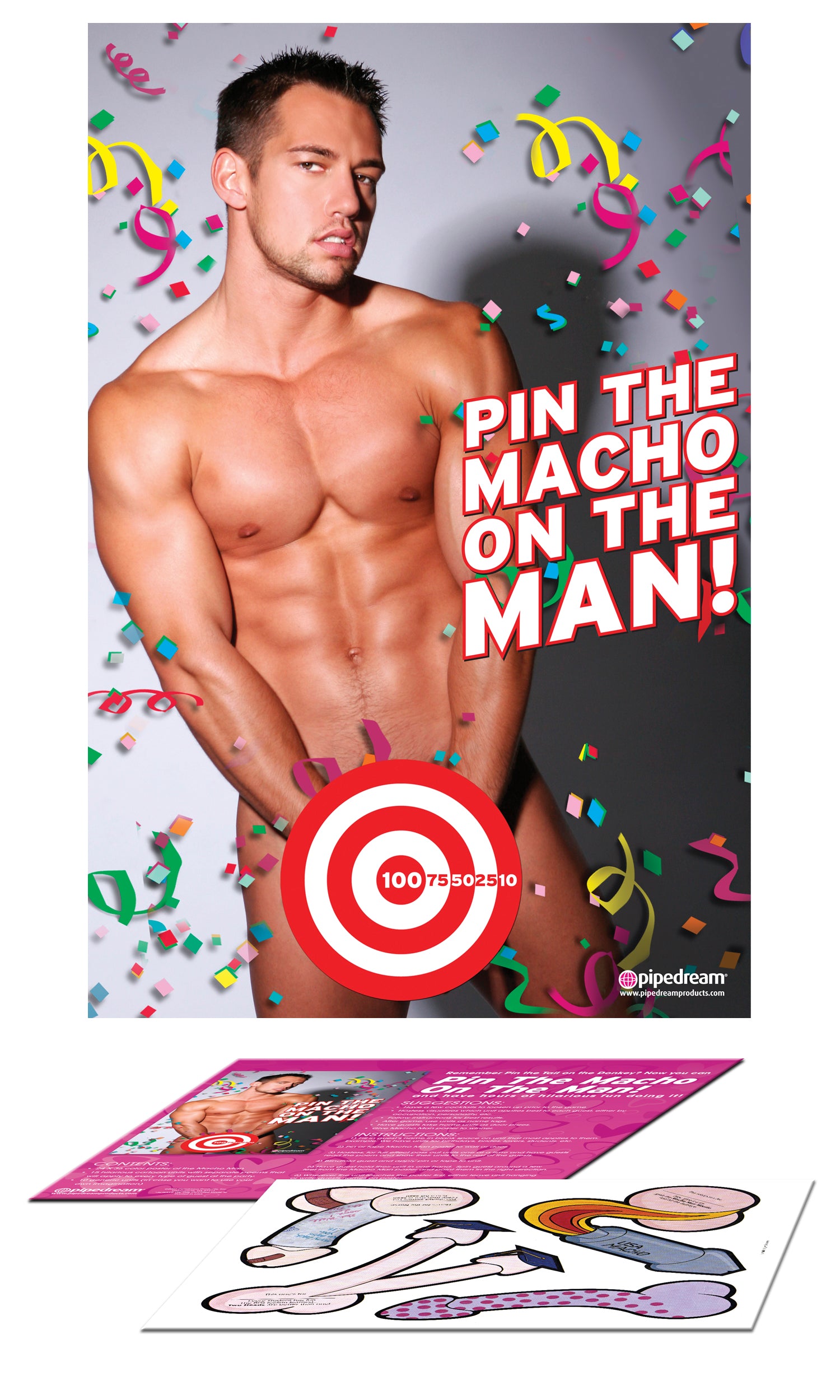 Bachelorette Party Favors - Pin the Macho on the Man | 603912123166 | Available at EroticWarehouse.com