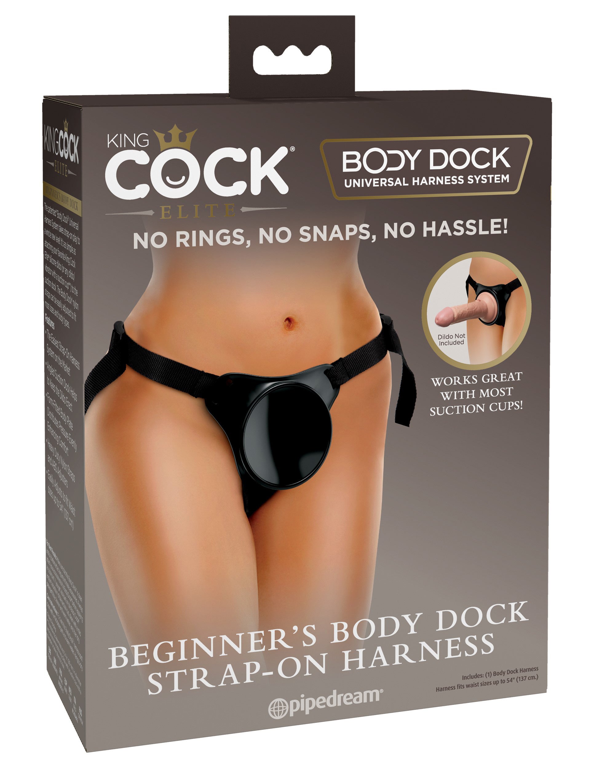 King Cock Elite Beginner's Body Dock Strap-on Harness - Black | 603912771510 | Available at EroticWarehouse.com