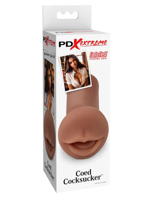 PDX Extreme Coed Cocksucker - Brown - Mouth Style Stroker | 603912775501 | Available at EroticWarehouse.com