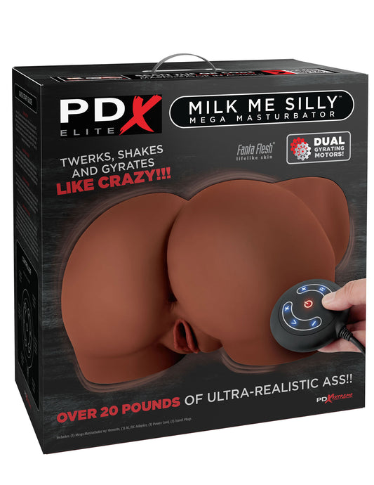 PDX Elite Milk Me Silly Dual Gyrating Motor Pussy & Ass Style Stroker - Brown | 603912772180 | Available at EroticWarehouse.com